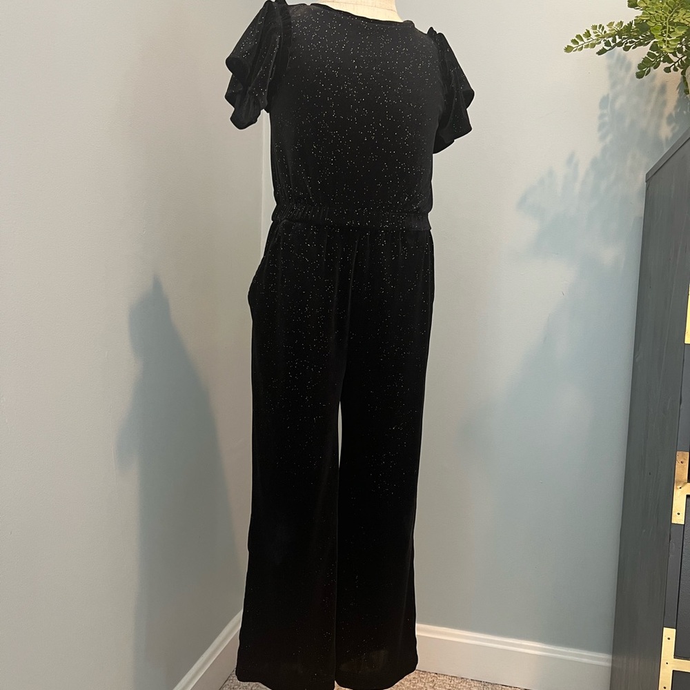 Crewcuts Black and Gold Jumpsuit with Ruffle Sleeves